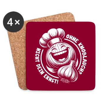 Lachende Knoblauchknolle - nie ohne Knoblauch - Untersetzer (4er-Set) - Weiß - Vorne