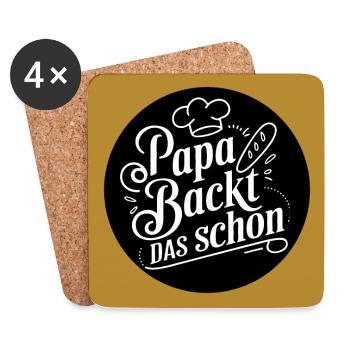 Papa backt das schon - lustiger Papa Backspruch - Untersetzer (4er-Set) - Weiß - Vorne