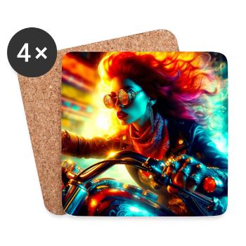 Cyberpunk Moto - Dessous de verre (lot de 4) - blanc - Devant