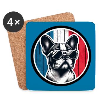 Bouledogue français Frenchie avec lunettes de soleil - Dessous de verre (lot de 4) - blanc - Devant