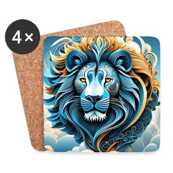 Abstract Portrait of a Lion in the Clouds - Coasters (set of 4) - white - Front