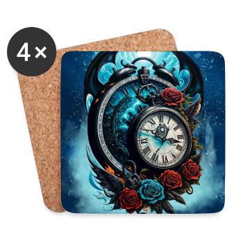 L’horloge dans le brouillard de l’infini. - Dessous de verre (lot de 4) - blanc - Devant