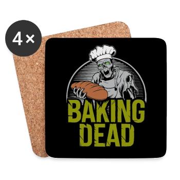 Zombie Bäcker gruseliger Bäcker - Untersetzer (4er-Set) - Weiß - Vorne