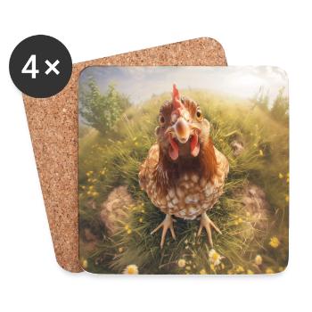 Je pense qu’il y a un poulet qui jette un coup d’œil là-bas - Dessous de verre (lot de 4) - blanc - Devant