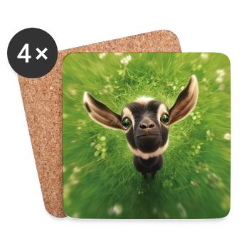 Petite chèvre qui jette un regard - Dessous de verre (lot de 4) - blanc - Devant