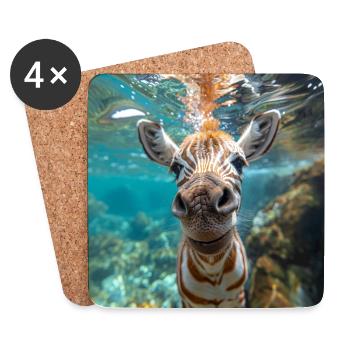 Zebra under water - Coasters (set of 4) - white - Front