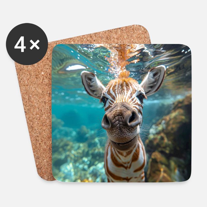 Zebra unter Wasser - Untersetzer (4er-Set) - Weiß