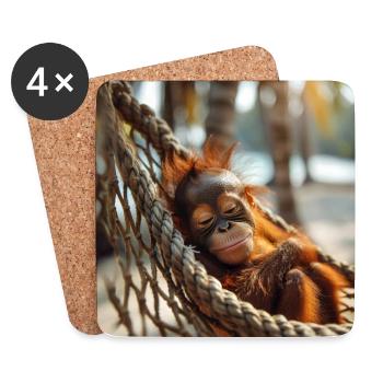 Orang-outan dans le hamac - Dessous de verre (lot de 4) - blanc - Devant