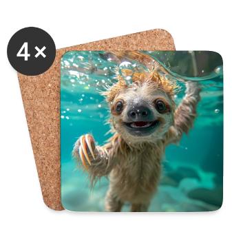 Faultier unter Wasser - Untersetzer (4er-Set) - Weiß - Vorne