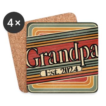 Opa Est. 2024 – Retro Geschenk für Großväter - Untersetzer (4er-Set) - Weiß - Vorne