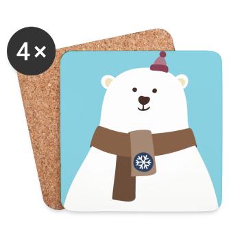 Poster Eisbär Nordpol Bär Eis Schnee Winter cool - Untersetzer (4er-Set) - Weiß - Vorne