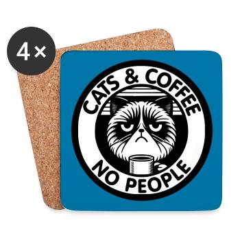 Katze und Kaffee keine Menschen - Untersetzer (4er-Set) - Weiß - Vorne