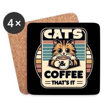 Katze und Kaffee ist alles was ich brauche - Untersetzer (4er-Set) - Weiß - Vorne