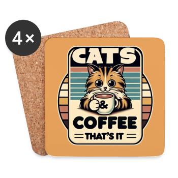 Katze und Kaffee ist alles was ich brauche - Untersetzer (4er-Set) - Weiß - Vorne