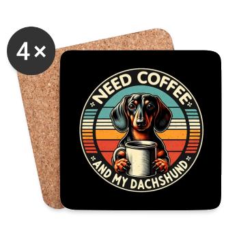 Brauche nur Kaffee und meinen Dackel - Untersetzer (4er-Set) - Weiß - Vorne