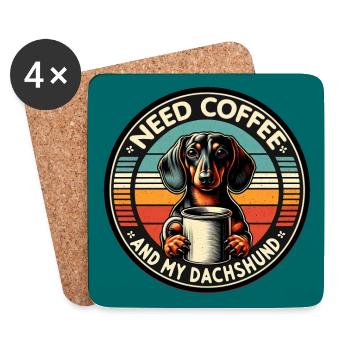 Brauche nur Kaffee und meinen Dackel - Untersetzer (4er-Set) - Weiß - Vorne