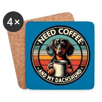 Brauche nur Kaffee und meinen Dackel - Untersetzer (4er-Set) - Weiß - Vorne