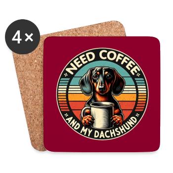 Brauche nur Kaffee und meinen Dackel - Untersetzer (4er-Set) - Weiß - Vorne