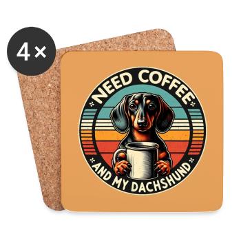 Brauche nur Kaffee und meinen Dackel - Untersetzer (4er-Set) - Weiß - Vorne