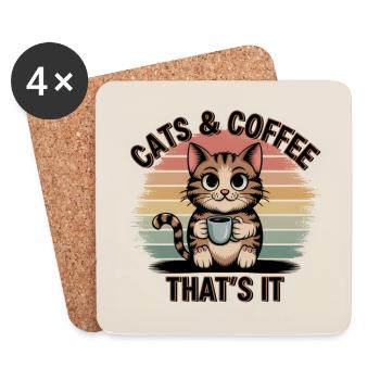Katze und Kaffee ist alles was ich brauche - Untersetzer (4er-Set) - Weiß - Vorne