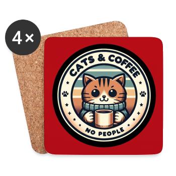 Cat and coffee not people - Coasters (set of 4) - white - Front