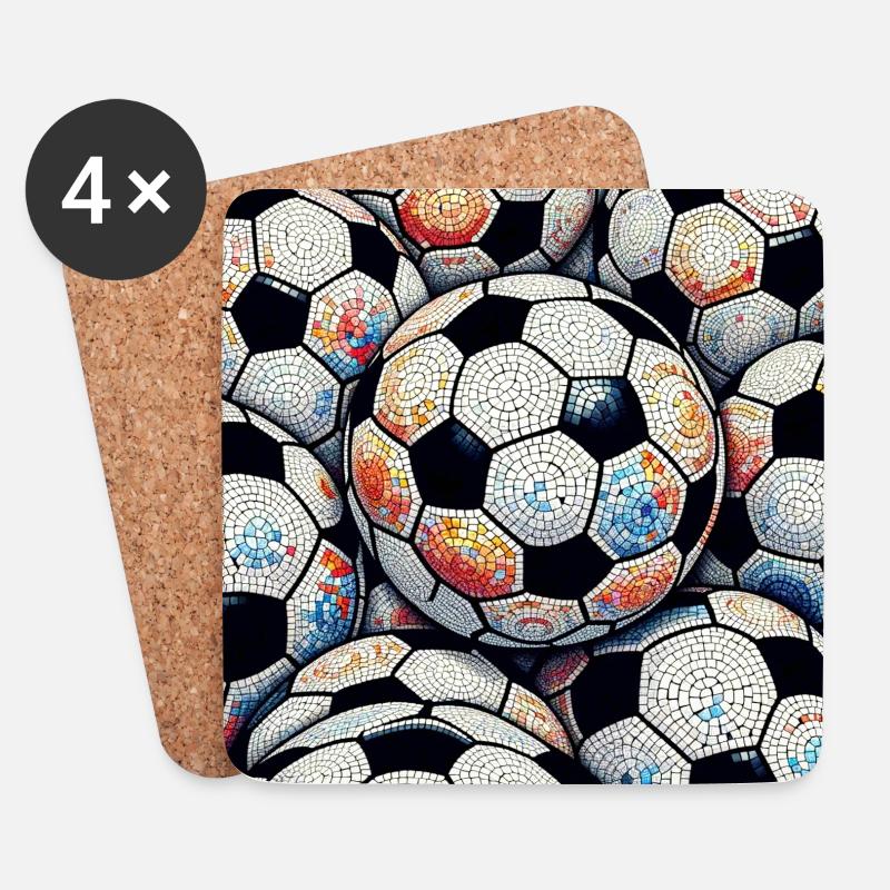 Fußball-Mosaik - Untersetzer (4er-Set) - Weiß