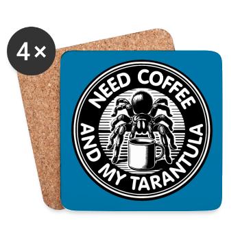 Kaffee und Vogelspinne Spinnenspruch Kaffeespruch - Untersetzer (4er-Set) - Weiß - Vorne