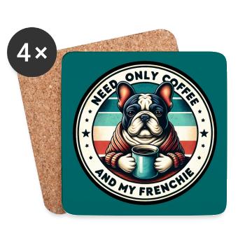 Kaffee und Französische Bulldogge Frenchie - Untersetzer (4er-Set) - Weiß - Vorne