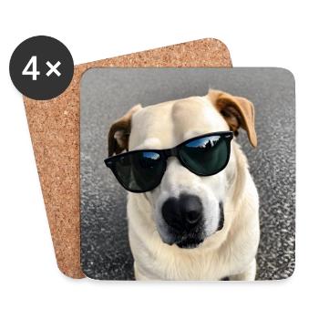 Chien avec des lunettes de soleil - Dessous de verre (lot de 4) - blanc - Devant