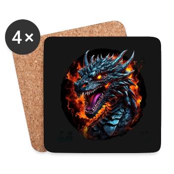 Fiery Dragon Dragon Head - Coasters (set of 4) - white - Front