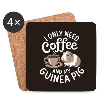 Brauche nur Kaffee und mein Meerschweinchen - Untersetzer (4er-Set) - Weiß - Vorne