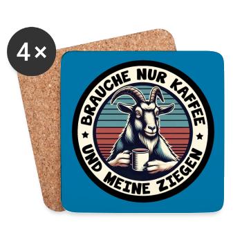 Brauche nur Kaffee und Ziegen. Ziege mit Kaffeepot - Untersetzer (4er-Set) - Weiß - Vorne