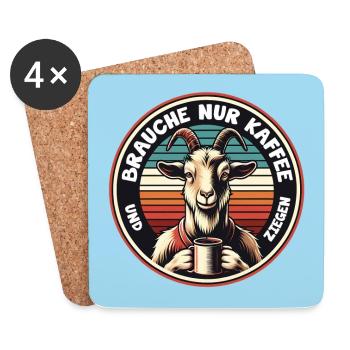 Brauche nur Kaffee und Ziegen. Ziege mit Kaffeepot - Untersetzer (4er-Set) - Weiß - Vorne