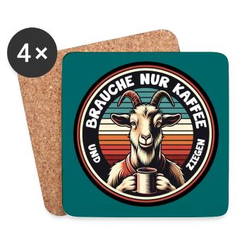 Brauche nur Kaffee und Ziegen. Ziege mit Kaffeepot - Untersetzer (4er-Set) - Weiß - Vorne