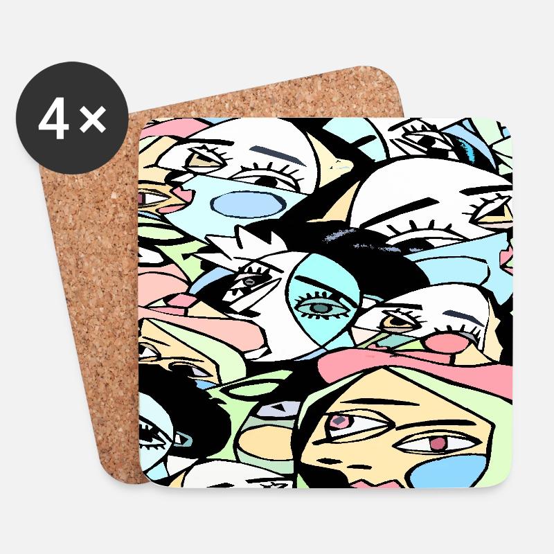 Crazy faces - Coasters (set of 4) - white
