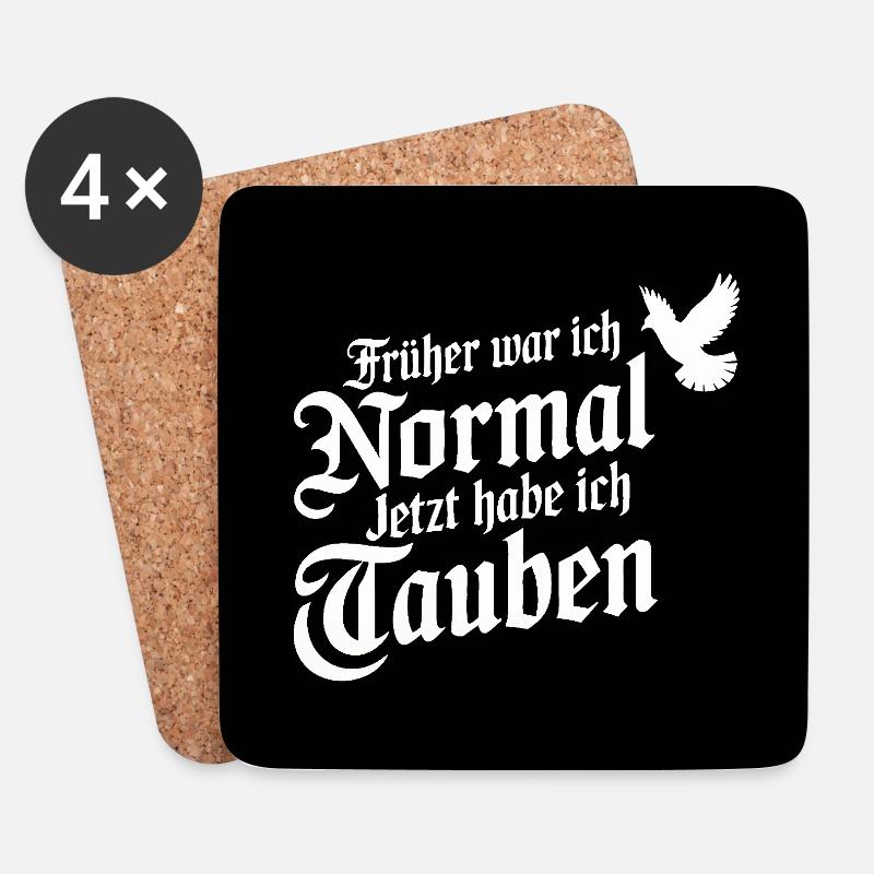 Brieftauben Taubensilhouette lustiger Taubenspruch - Untersetzer (4er-Set) - Weiß