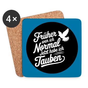 Brieftauben Taubensilhouette lustiger Taubenspruch - Untersetzer (4er-Set) - Weiß - Vorne