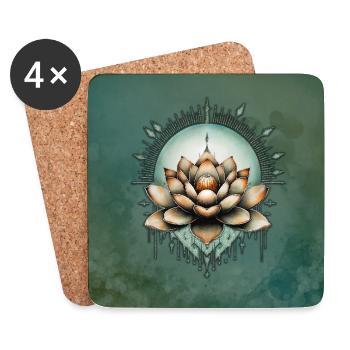 Meditative Eleganz. Exquisite Lotusblüte - Untersetzer (4er-Set) - Weiß - Vorne