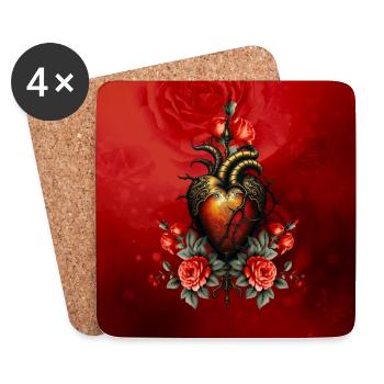 L’élégance gothique du cœur, - Dessous de verre (lot de 4) - blanc - Devant