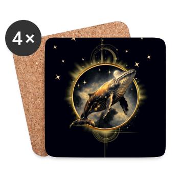 L’élégance cosmique, la baleine dorée et noire - Dessous de verre (lot de 4) - blanc - Devant