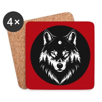 Black Wolf Wolf Portrait. Wolf design for Wolf F - Coasters (set of 4) - white - Front