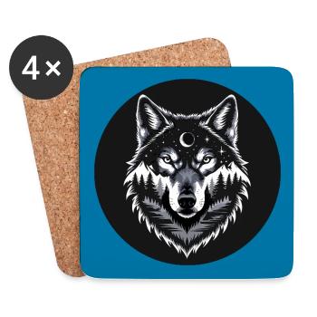 Black Wolf Wolf Portrait. Wolf design - Coasters (set of 4) - white - Front