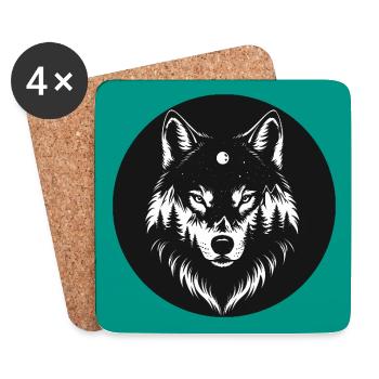 Black Wolf Wolf Portrait. Wolfdesig - Coasters (set of 4) - white - Front