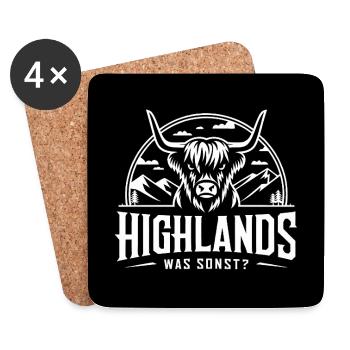 Highlands was sonst Highlandgrafik - schottisches - Untersetzer (4er-Set) - Weiß - Vorne