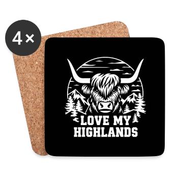 Love My Highlands Scottish Highland Cattle - Coasters (set of 4) - white - Front
