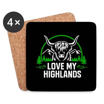 Liebe meine Highlands Schottisches Hochlandrind - Untersetzer (4er-Set) - Weiß - Vorne