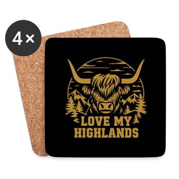 Love My Highlands Scottish Highland Cattle - Coasters (set of 4) - white - Front