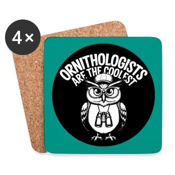 Ornithologists are the coolest funny owl - Coasters (set of 4) - white - Front
