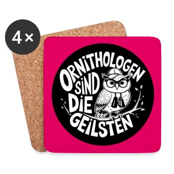 Ornithologen sind die Coolsten Eule mit Fernglas - Untersetzer (4er-Set) - Weiß - Vorne