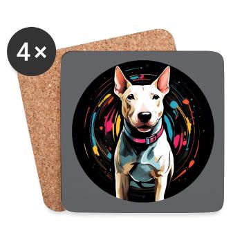 Bull Terrier in Colorful Color Wheel in Watercolor - Coasters (set of 4) - white - Front